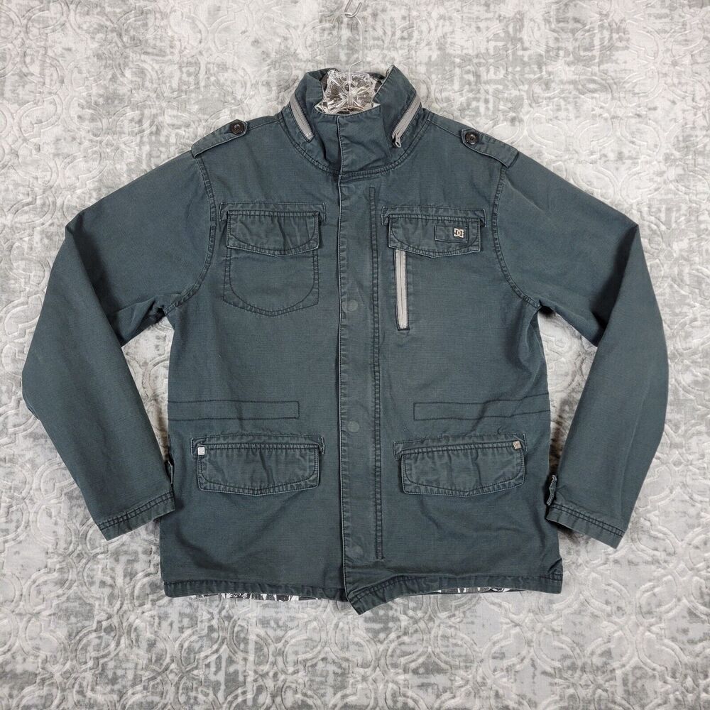 DC Skateboards Jacket Men's Medium Black Field Chore Coat Wilshire Canvas Zip